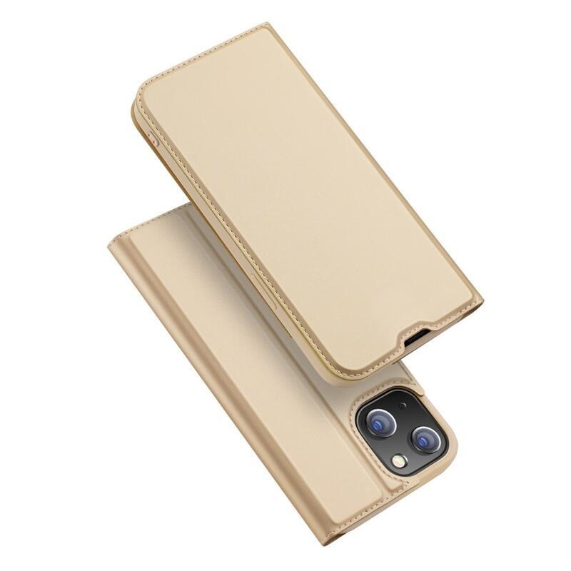 DUX elegantní PU kožené pouzdro pro mobil iPhone 14 6.1 - zlaté
