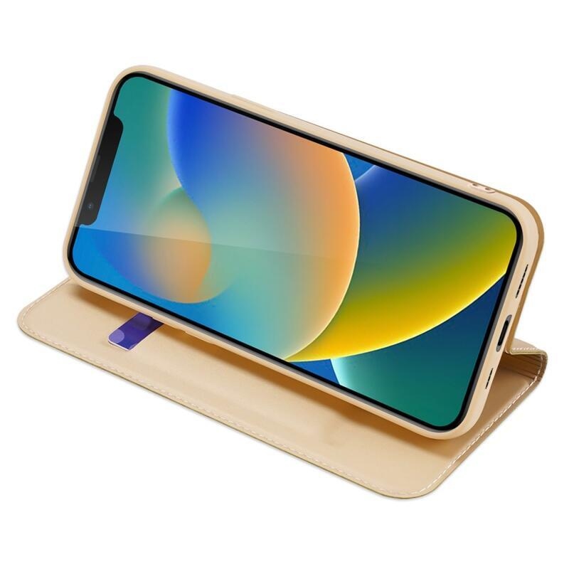 DUX elegantní PU kožené pouzdro pro mobil iPhone 14 6.1 - zlaté