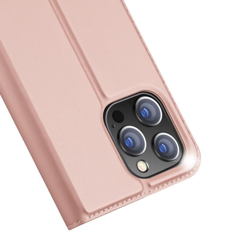 DUX elegantní PU kožené pouzdro pro mobil iPhone 14 Pro Max 6.7 - růžovozlaté