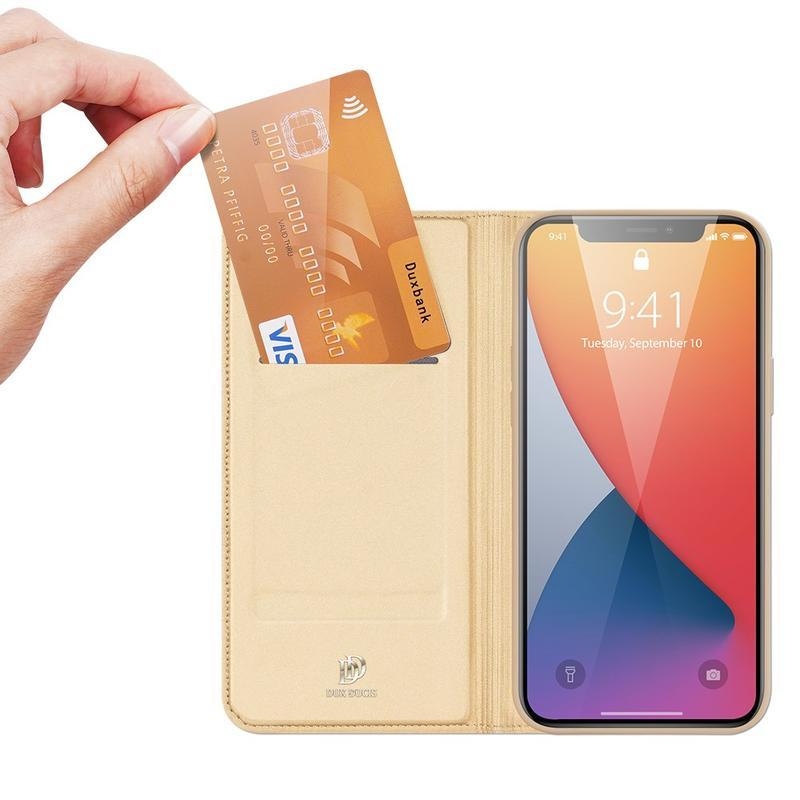 DUX PU kožené peněženkové pouzdro na mobil iPhone 12 Pro Max 6,7