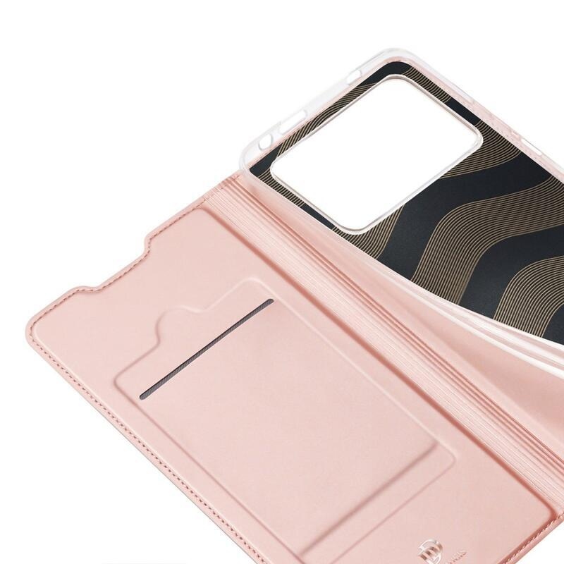DUX PU kožené peněženkové pouzdro na mobil Xiaomi Poco M4 Pro 4G - růžovozlaté