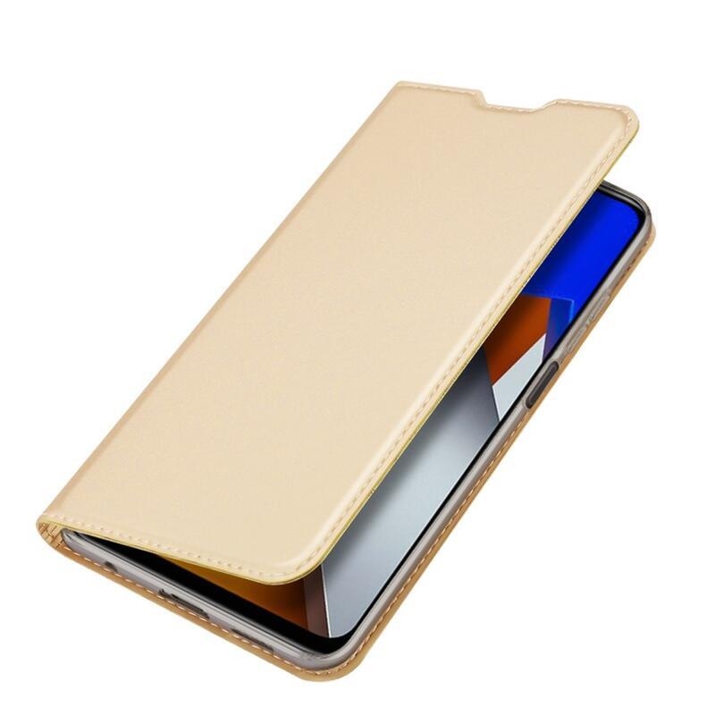DUX PU kožené peněženkové pouzdro na mobil Xiaomi Poco M4 Pro 4G - zlaté