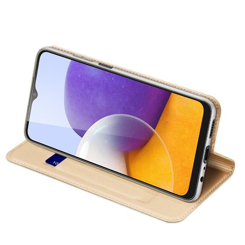 DUX PU kožené pouzdro na mobil Samsung Galaxy A22 4G - zlaté