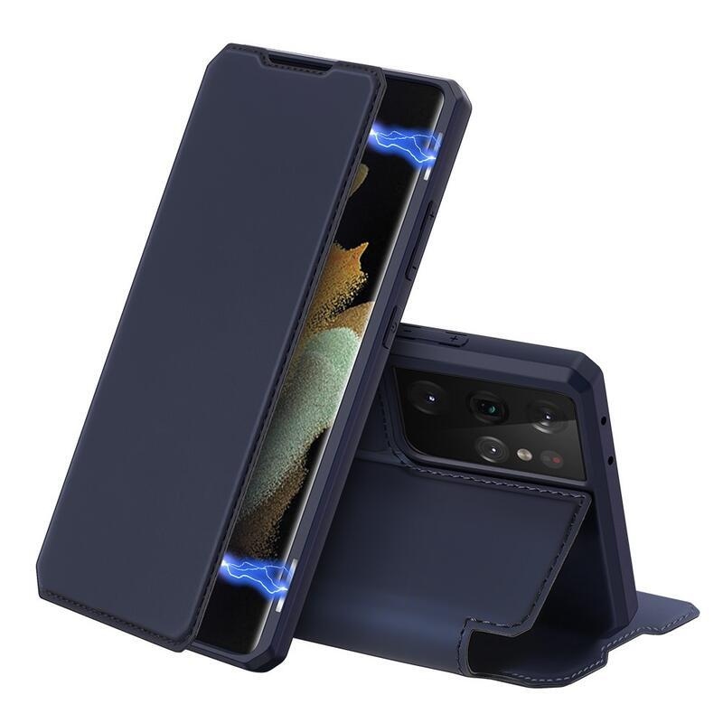 DUX PU kožené pouzdro na mobil Samsung Galaxy S21 Ultra 5G - tmavěmodré