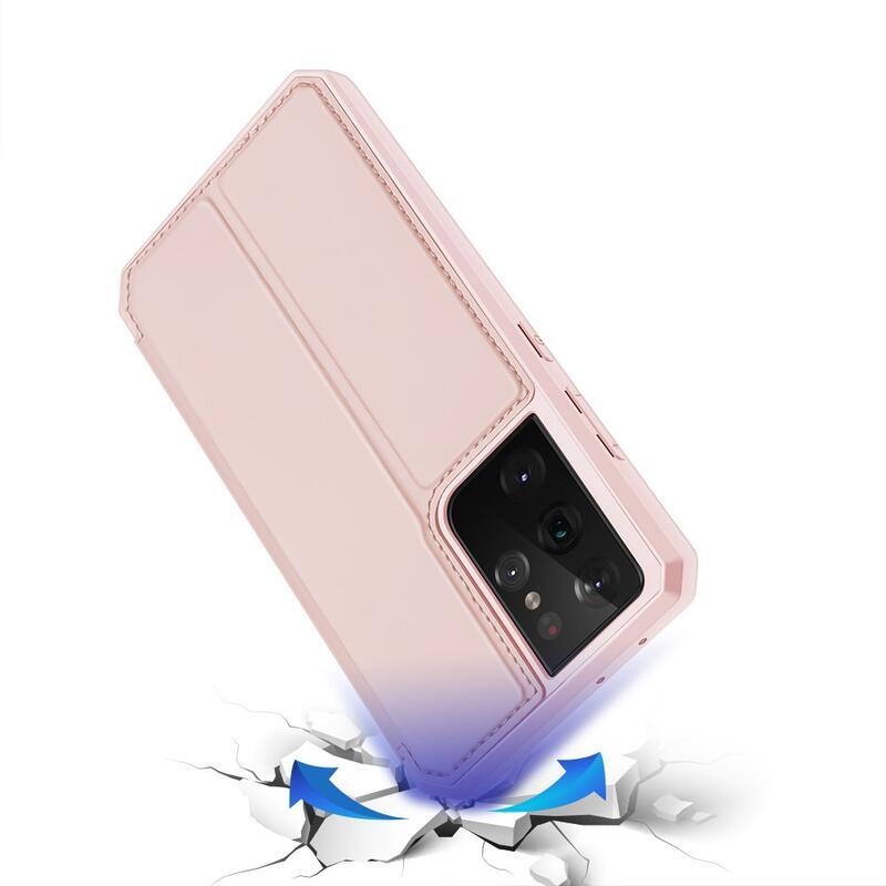 DUX PU kožené pouzdro na mobil Samsung Galaxy S21 Ultra 5G - růžové