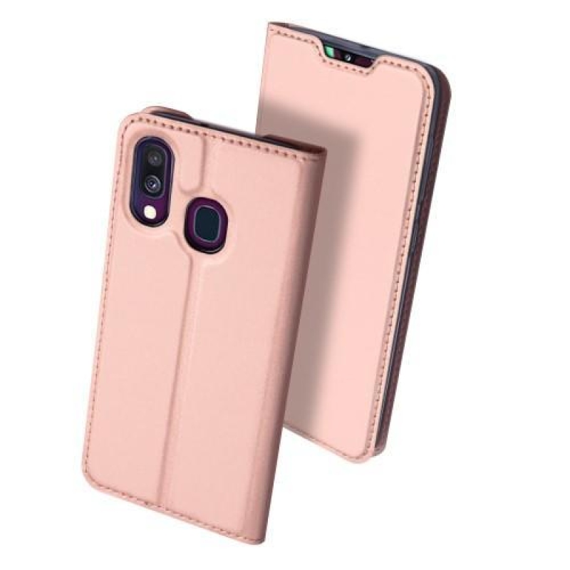 DUX PU kožené pouzdro na Samsung Galaxy A40 - růžovozlaté
