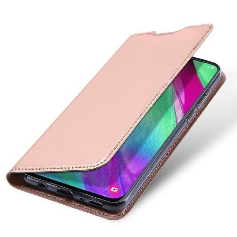 DUX PU kožené pouzdro na Samsung Galaxy A40 - růžovozlaté