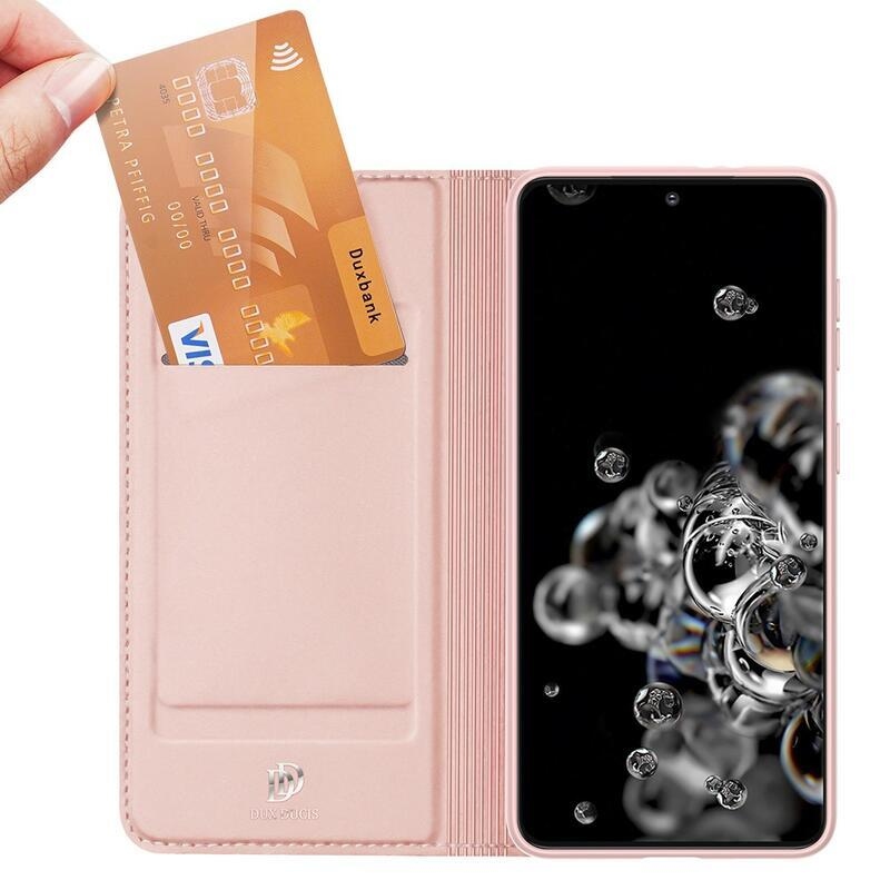 DUX stylové PU kožené pouzdro na telefon Samsung Galaxy S21 Plus - růžové