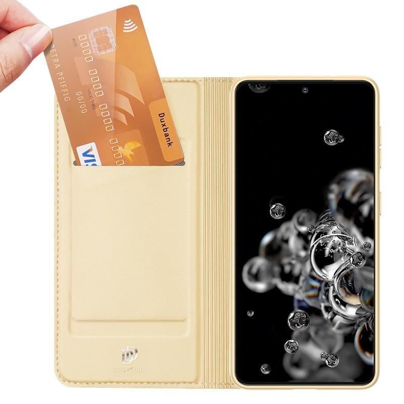 DUX stylové PU kožené pouzdro na telefon Samsung Galaxy S21 - zlaté