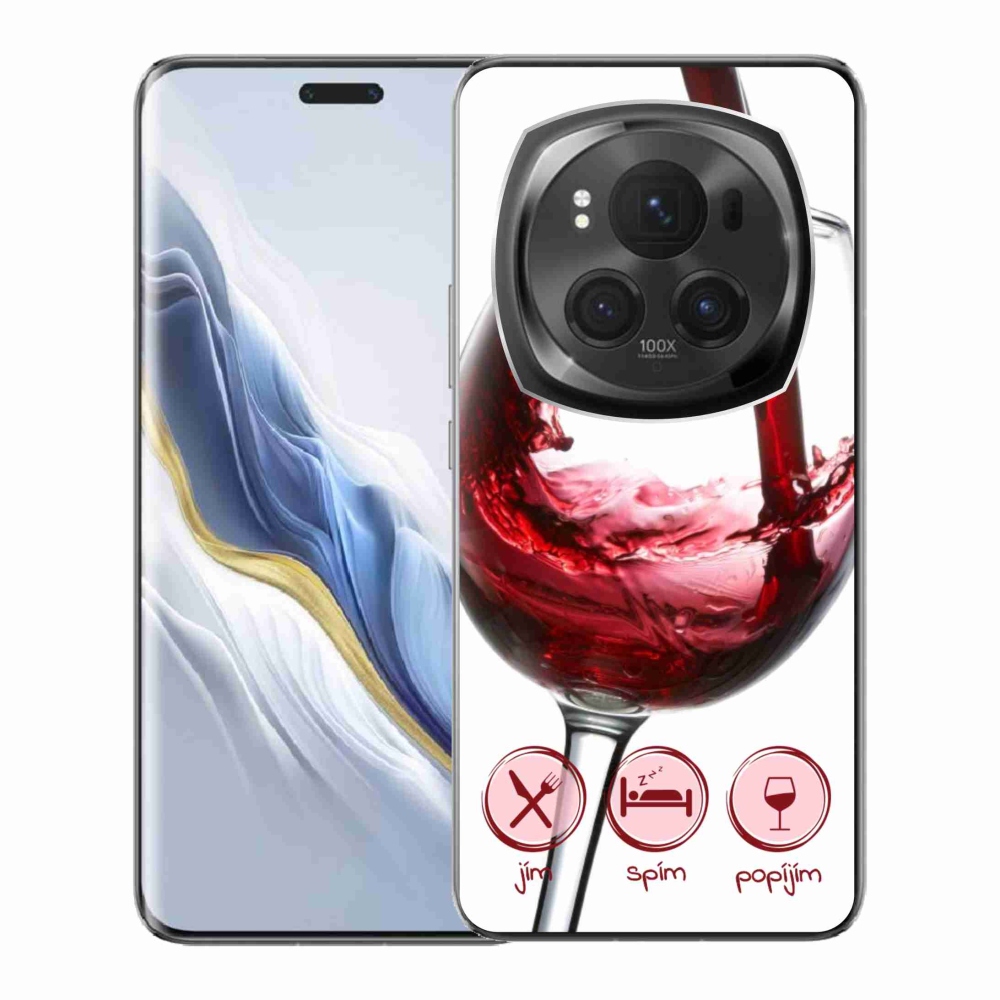 Gelový obal mmCase na Honor Magic 6 Pro 5G - sklenička vína červené