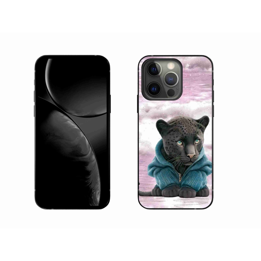 Gelový kryt mmCase na iPhone 13 Pro - černý panter ve svetru