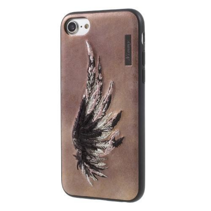 Embro plastový obal potažený PU kůží na iPhone 8 a iPhone 7 - růžová křídla