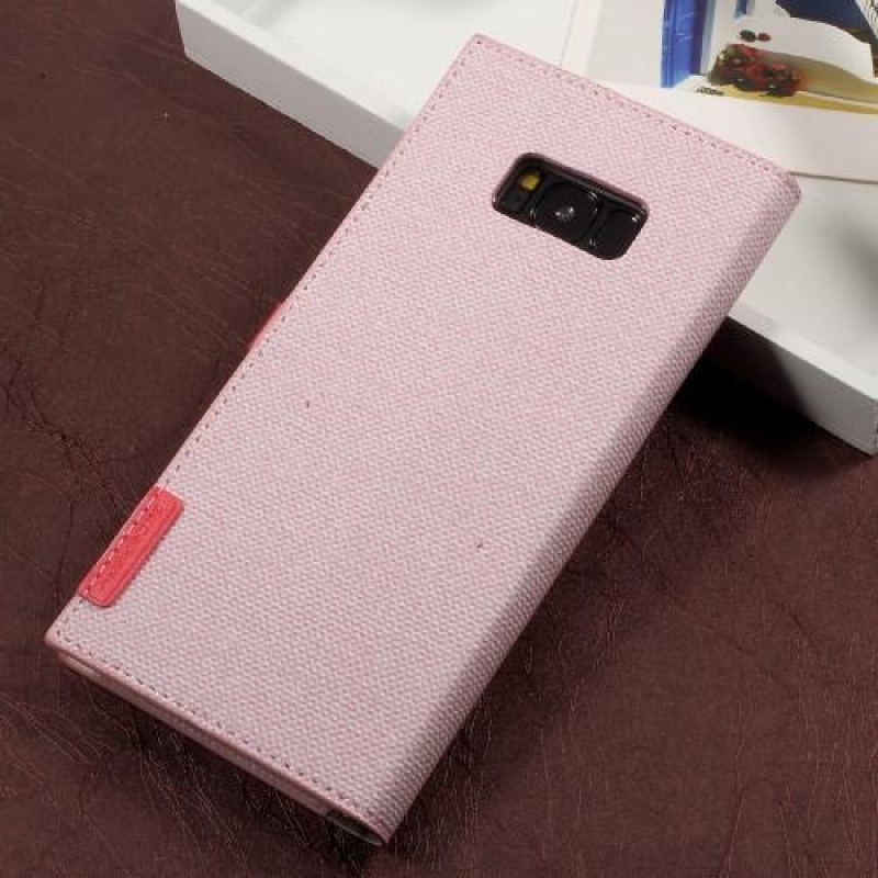 Fashion textilní/PU kožené pouzdro na Samsung Galaxy S8 Plus - růžové