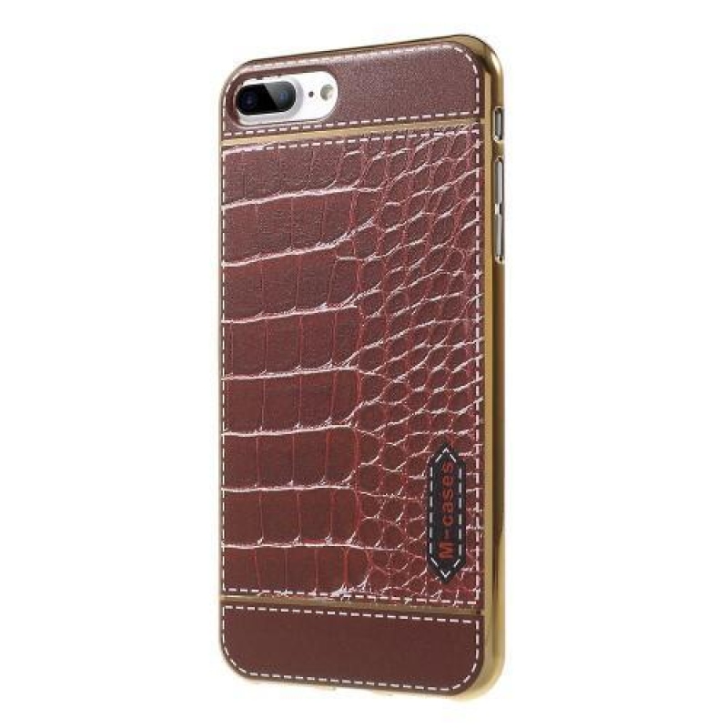 FashionStyle gelový obal s PU koženými zády na iPhone 8 Plus a iPhone 7 Plus - krokodýlí kůže