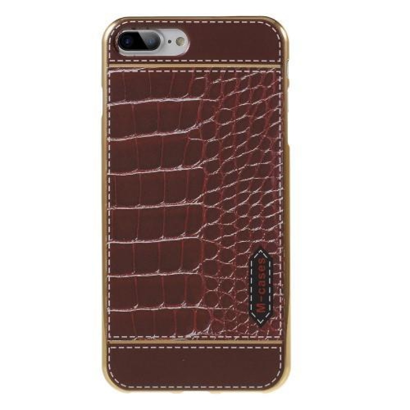 FashionStyle gelový obal s PU koženými zády na iPhone 8 Plus a iPhone 7 Plus - krokodýlí kůže