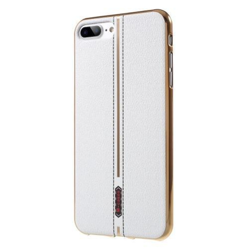 FashionStyle gelový obal s PU koženými zády na iPhone 8 Plus a iPhone 7 Plus - white