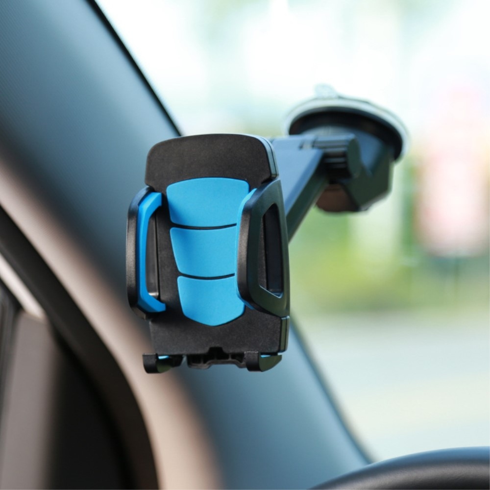Univerzální držák do auta na sklo pro mobilní telefon do 6,3 - modrý