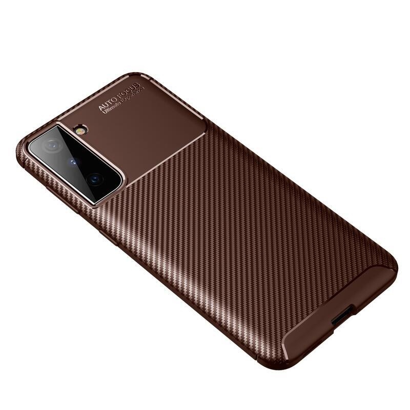 Fiber odolný gelový obal na mobil Samsung Galaxy S21 Plus - hnědý