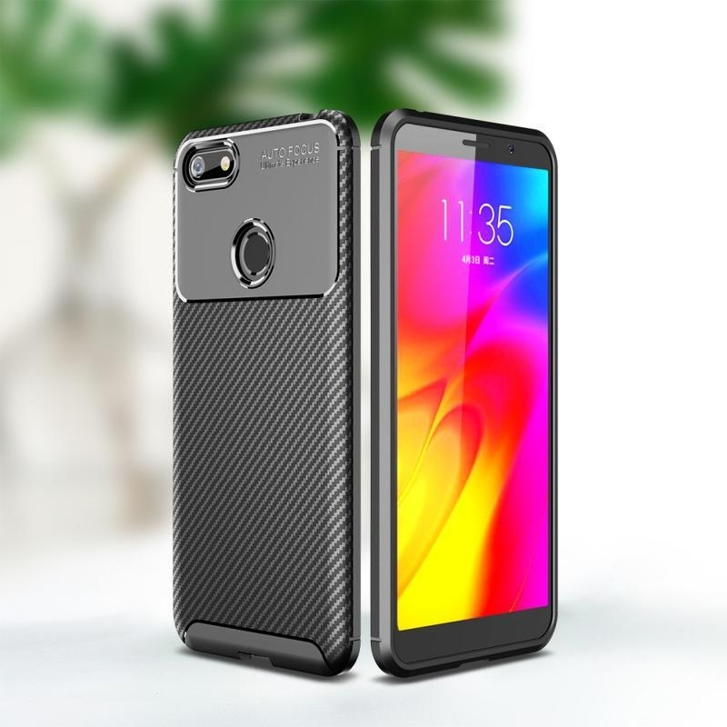 Fiber odolný texturovaný gelový obal na mobil Motorola Moto E6 Play - černý