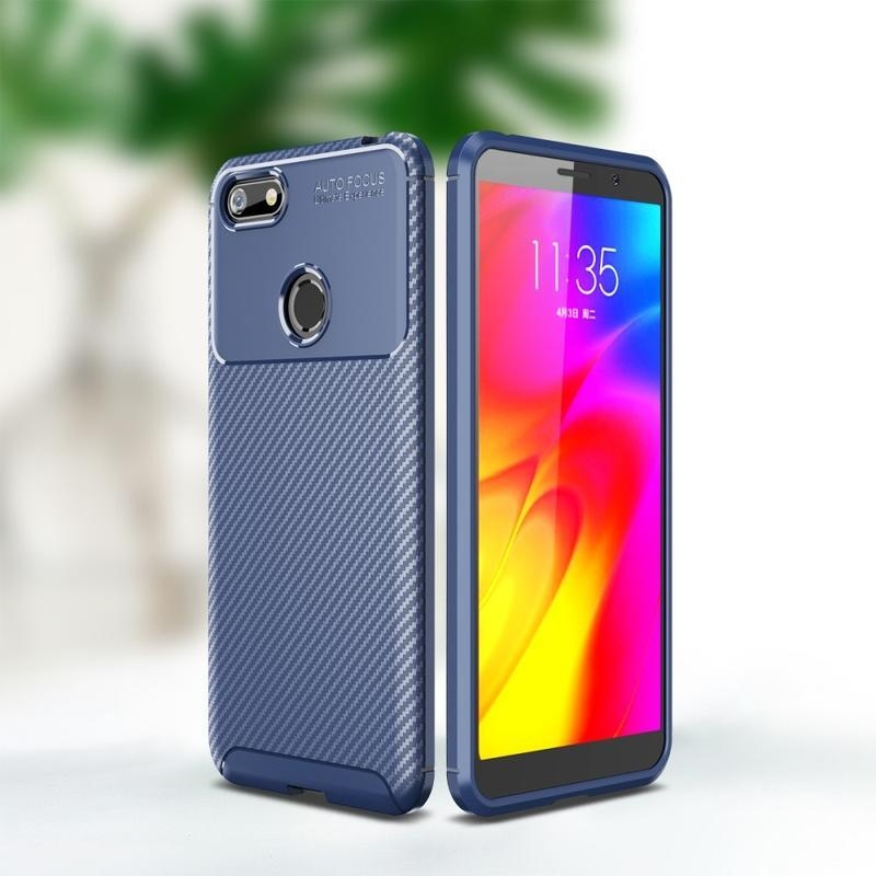 Fiber odolný texturovaný gelový obal na mobil Motorola Moto E6 Play - modrý