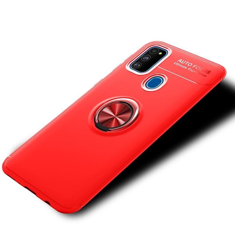 Finger odolný gelový obal s kroužkem na prst pro mobil Honor 9A - červený