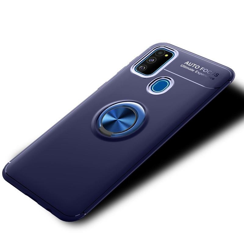 Finger odolný gelový obal s kroužkem na prst pro mobil Honor 9A - modrý