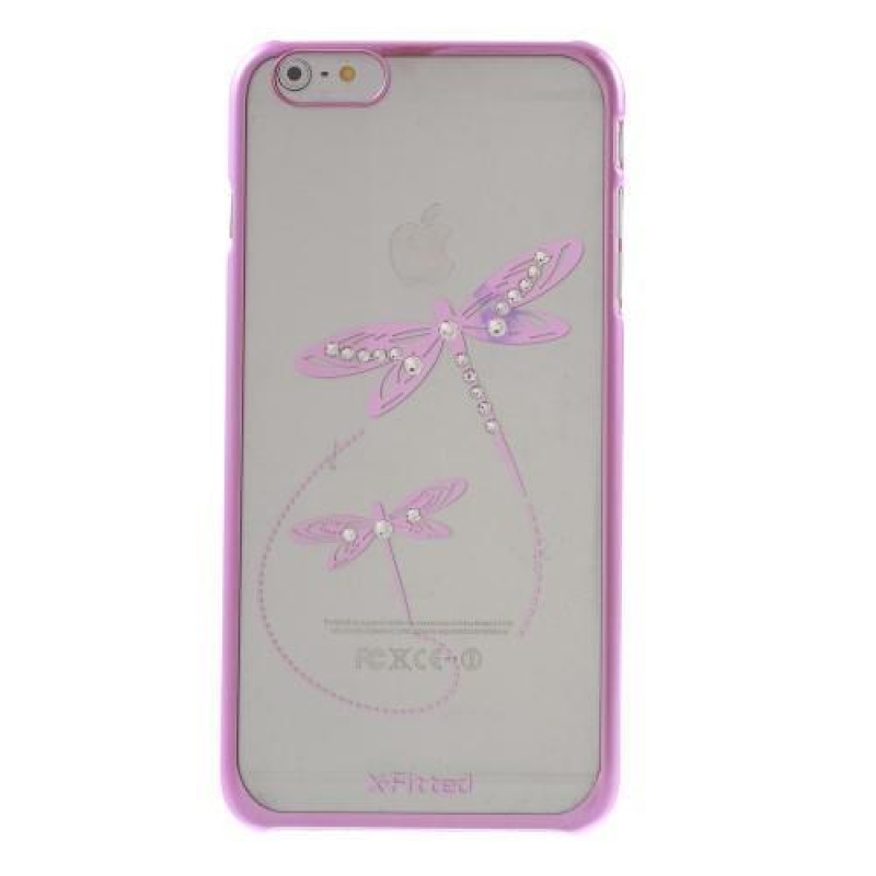 Fitty Swarovski plastový obal s krystaly na iPhone 6s Plus a 6 Plus - růžová vážka
