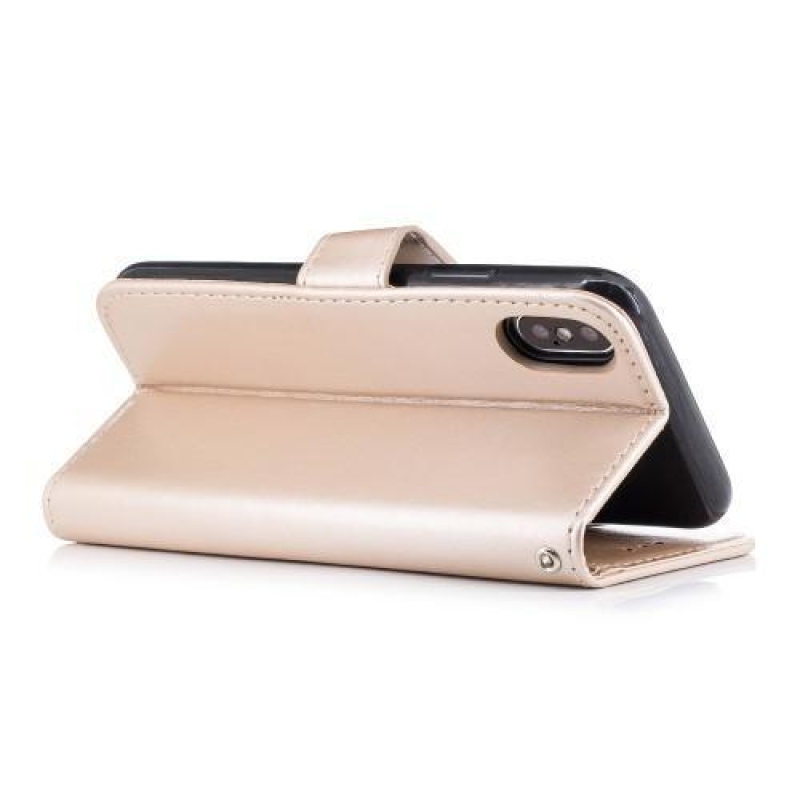 Flamingo PU kožené peněženkové pouzdro na iPhone X - zlaté