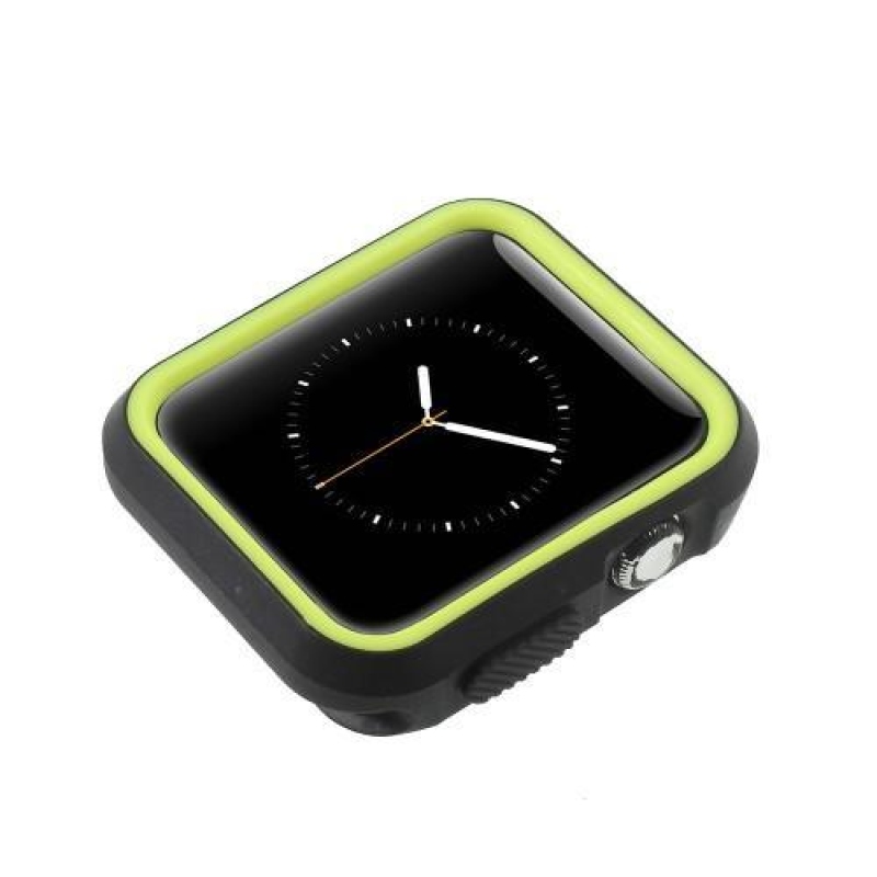 Flex gelový obal s barevným rámováním na Apple Watch 38mm - černý/zelený