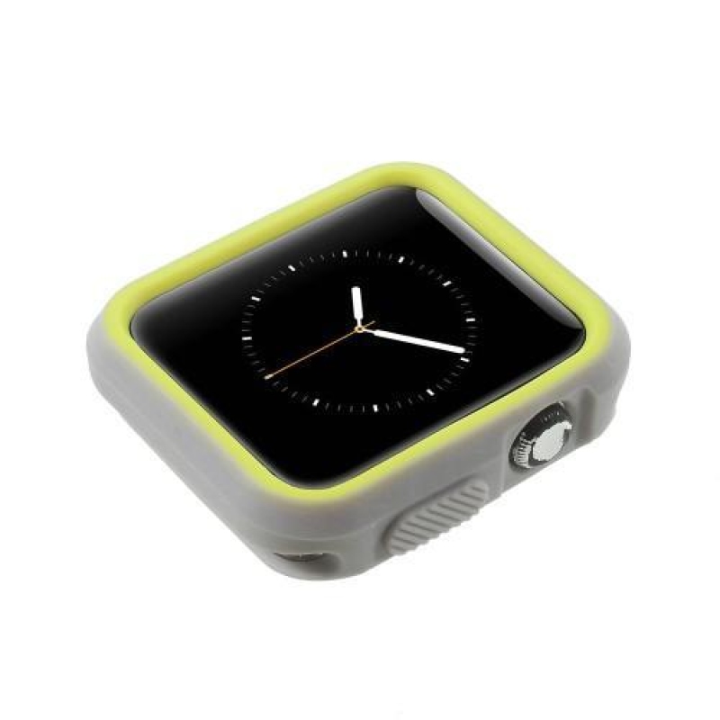 Flex gelový obal s barevným rámováním na Apple Watch 38mm - šedý/zelený