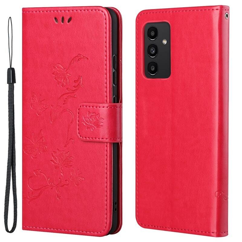 Flower knížkové pouzdro na Samsung Galaxy A13 4G - červené