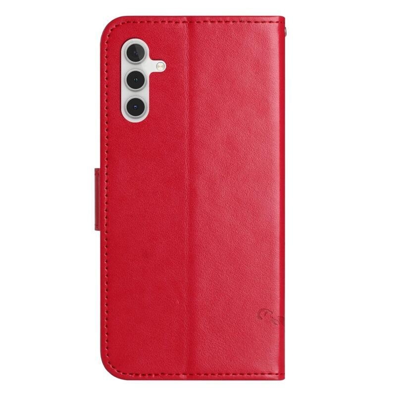 Flower knížkové pouzdro na Samsung Galaxy A14 4G/5G - červené