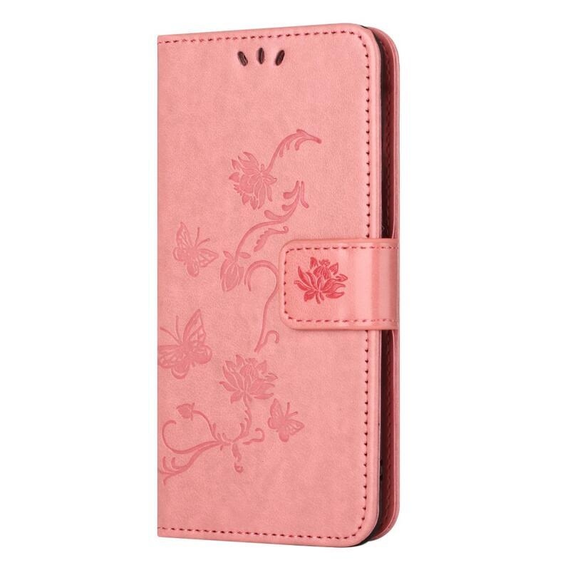 Flower knížkové pouzdro na Samsung Galaxy A14 4G/5G - růžové