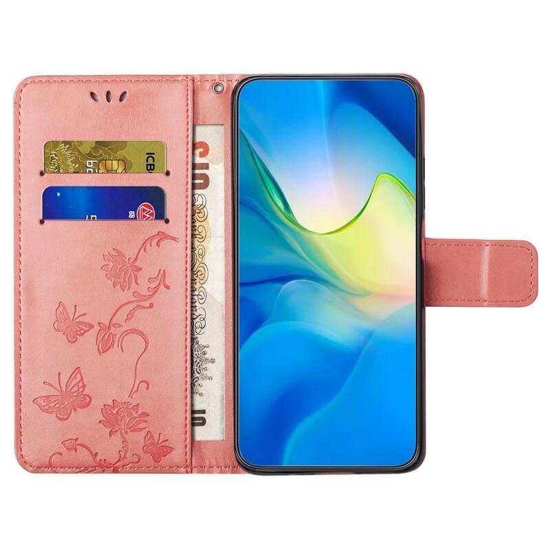 Flower knížkové pouzdro na Samsung Galaxy A14 4G/5G - růžové