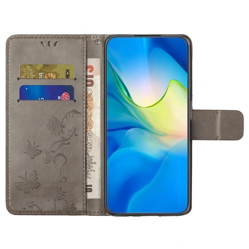 Flower knížkové pouzdro na Samsung Galaxy A14 4G/5G - šedé