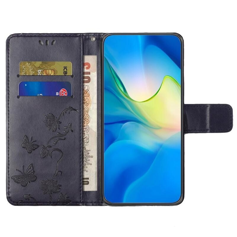 Flower knížkové pouzdro na Samsung Galaxy A14 4G/5G - tmavěfialové