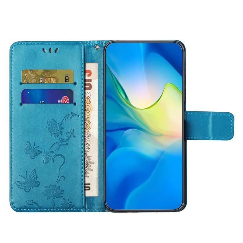 Flower knížkové pouzdro na Xiaomi Redmi Note 12 5G/Poco X5 5G - modré