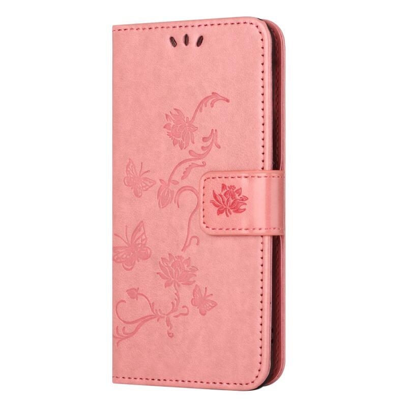 Flower knížkové pouzdro na Xiaomi Redmi Note 12 5G/Poco X5 5G - růžové