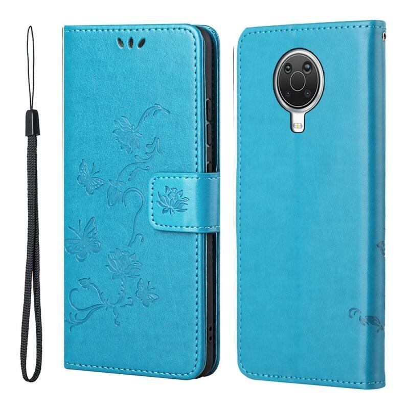 Flower PU kožené peněženkové pouzdro na mobil Nokia G10/G20 - modré