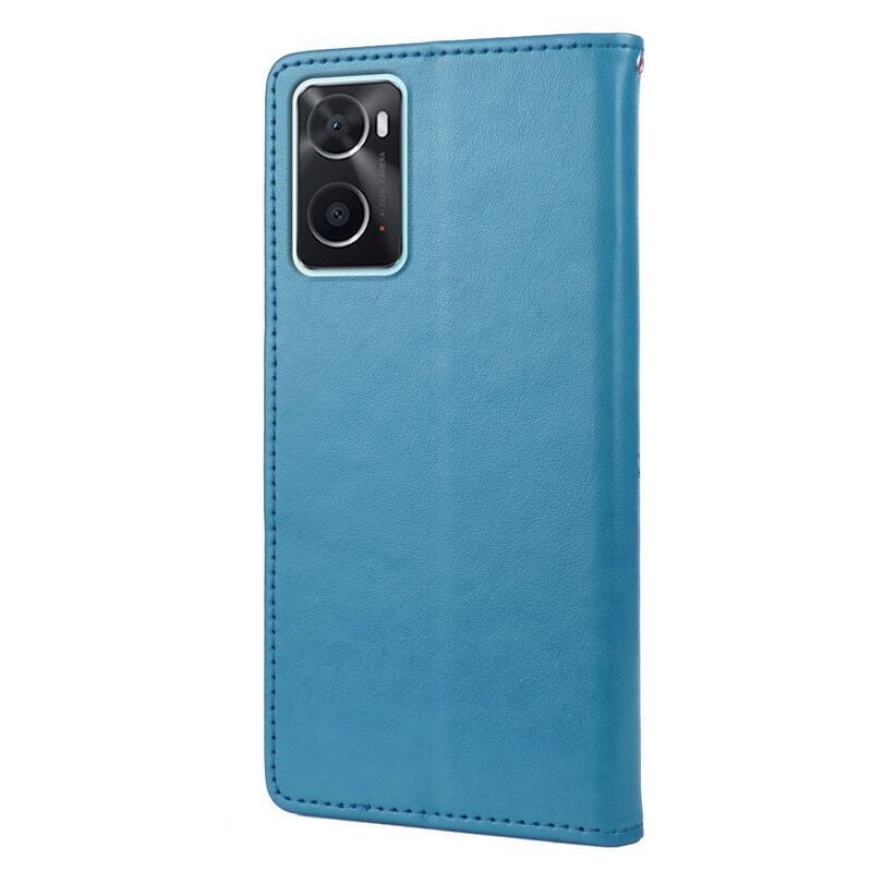 Flower PU kožené peněženkové pouzdro na mobil Realme 9i - modré