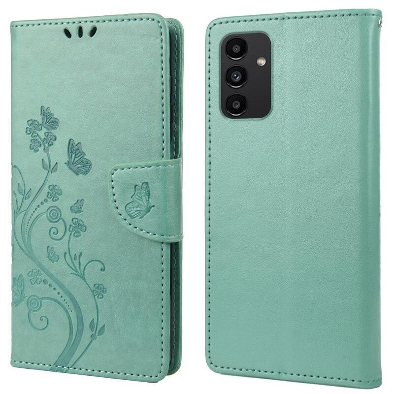 Flower PU kožené peněženkové pouzdro na mobil Samsung Galaxy A13 4G - zelené