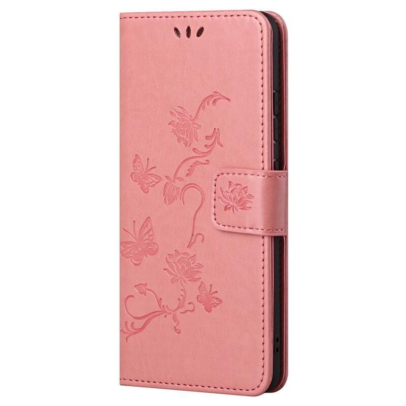 Flower PU kožené peněženkové pouzdro na mobil Samsung Galaxy A23 4G/5G - růžové
