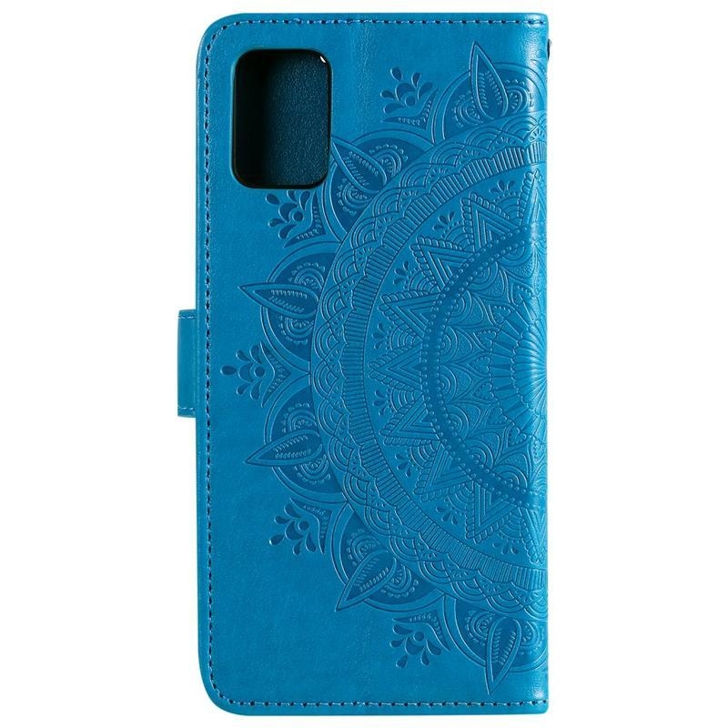 Flower PU kožené peněženkové pouzdro na mobil Samsung Galaxy A31 - modré