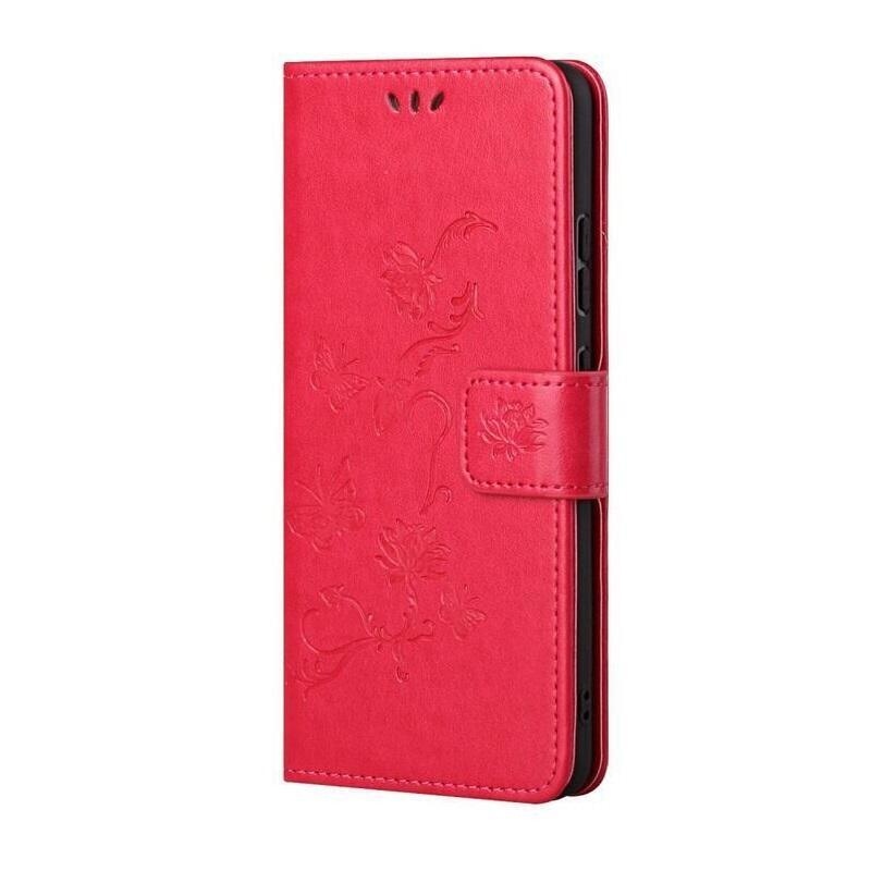 Flower PU kožené peněženkové pouzdro na mobil Samsung Galaxy A32 4G - červené