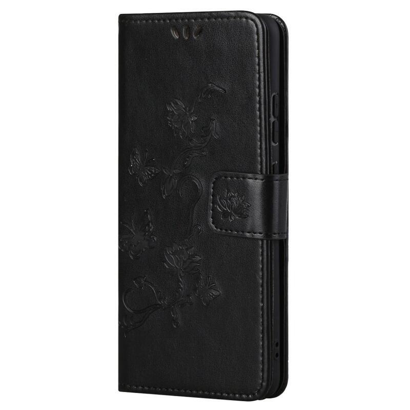 Flower PU kožené peněženkové pouzdro na mobil Samsung Galaxy A53 5G - černé