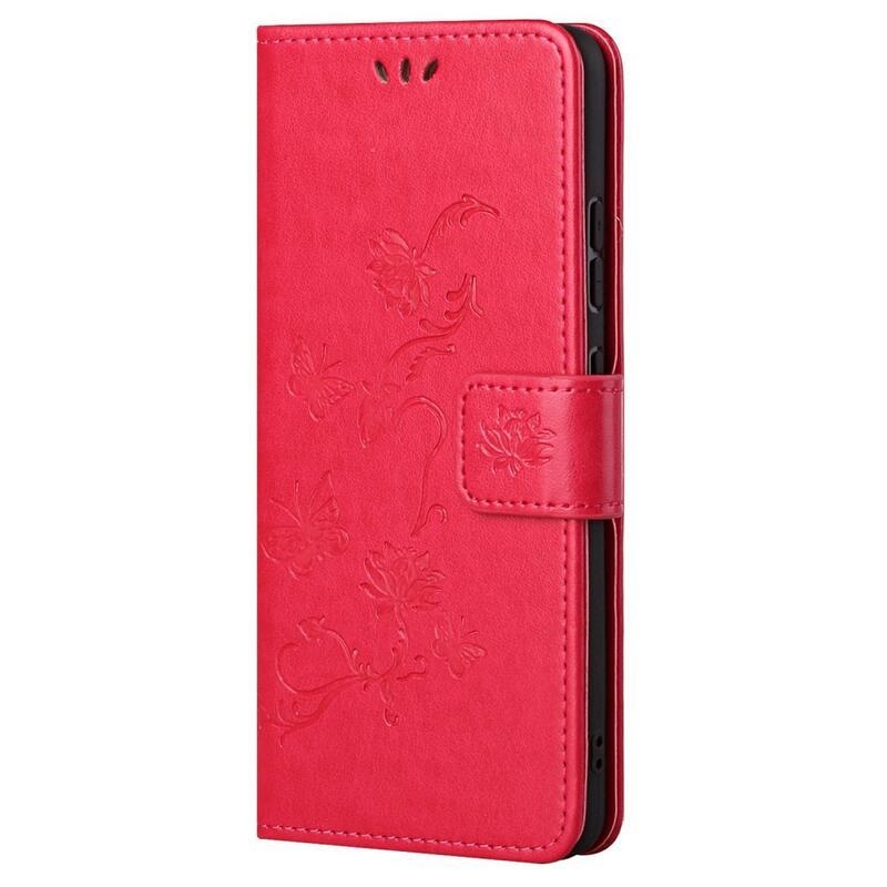 Flower PU kožené peněženkové pouzdro na mobil Samsung Galaxy A53 5G - červené