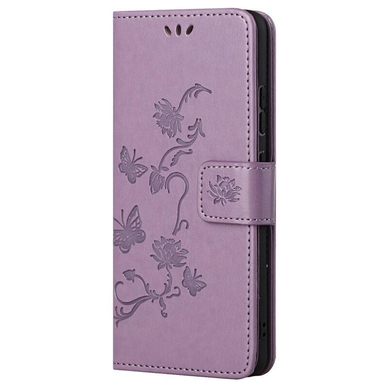 Flower PU kožené peněženkové pouzdro na mobil Samsung Galaxy A53 5G - světlefialové