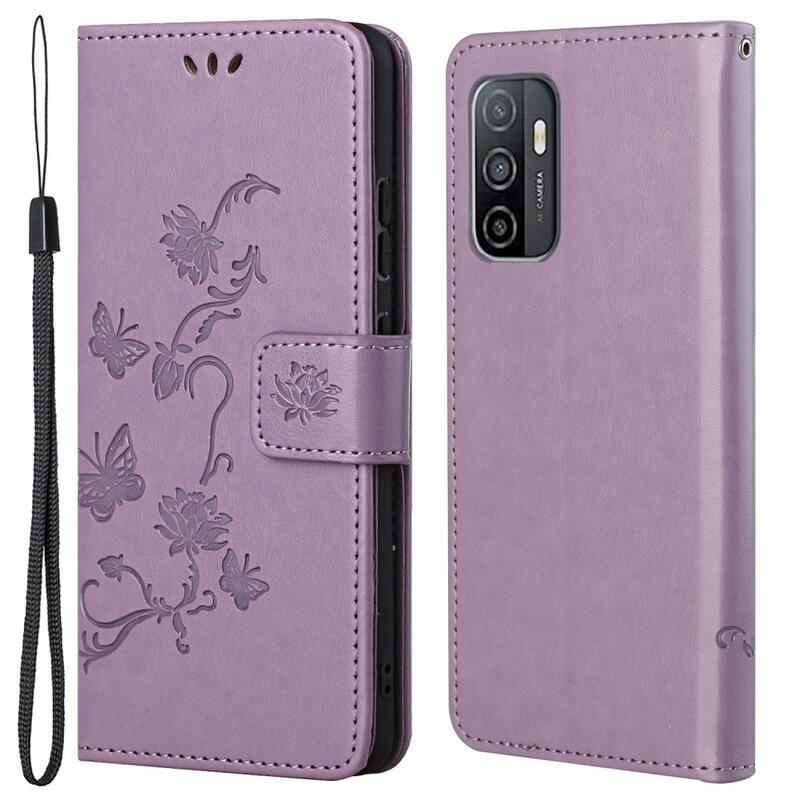 Flower PU kožené peněženkové pouzdro na mobil Samsung Galaxy A53 5G - světlefialové