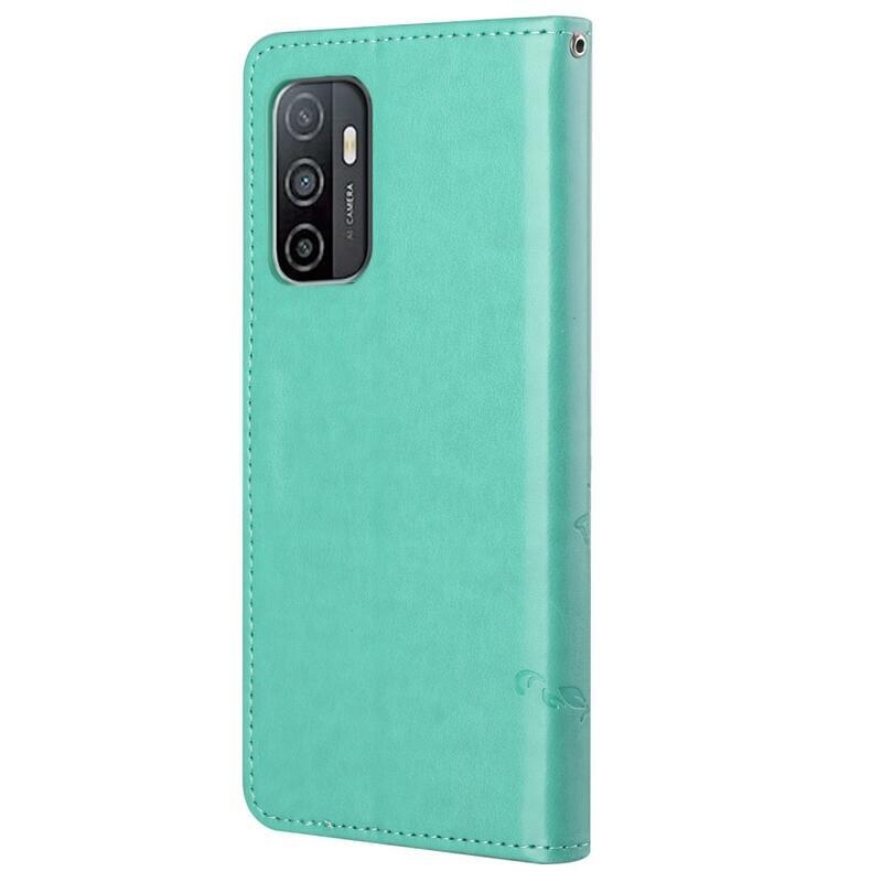 Flower PU kožené peněženkové pouzdro na mobil Samsung Galaxy A53 5G - zelené