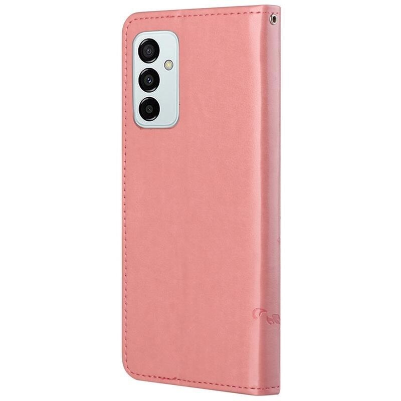 Flower PU kožené peněženkové pouzdro na mobil Samsung Galaxy M23 5G - růžové